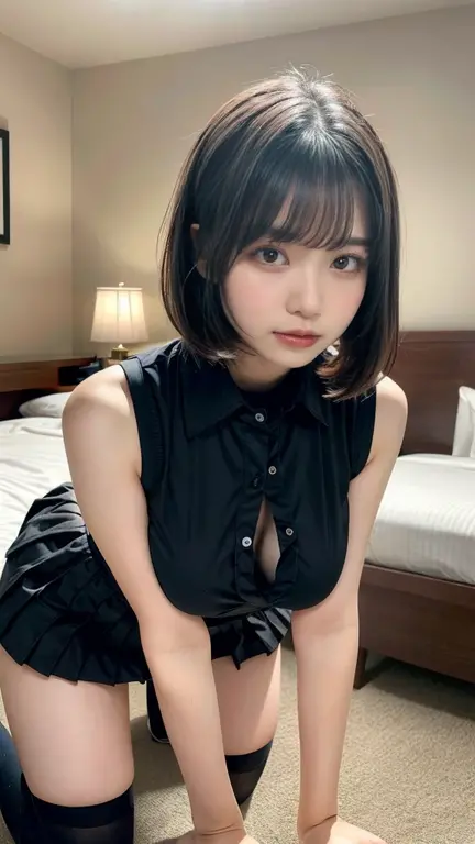 (((Beautiful girl small breasts))),Wearing a black jacket、Cyberpunk Red Green Background、(((Upper body naked))),smile,(((Small body))),(((Cute little sister))),10age、Young、Elementary school girl、Round face,Big eyes, Round eyes、No makeup、Sweaty,(((Nipple details)))