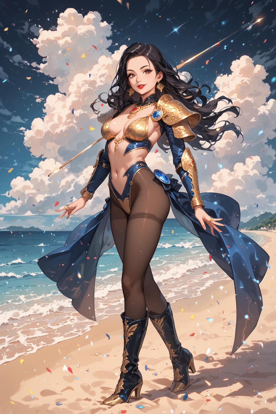 a woman in a bikini and cape is standing in the water, extremely detailed artgerm, ig model | artgerm, as seen on artgerm, fantasy woman, fantasy art style, artgerm. anime illustration, 2. 5 d cgi anime fantasy artwork, anime goddess, style of artgerm, artgerm and ruan jia