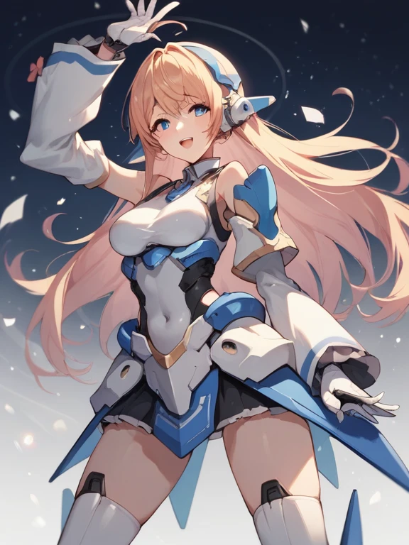 score_9, score_8_up, score_7_up, source_anime,masterpiece, best quality, high resolution, extremely detailed CG, absurdres, highres, a mecha girl with huge mecha_wings and lighted up hair flying in the sky, 1girl, solo, cleavage, thighs, looking at viewer, mecha musume,Colorful portraits