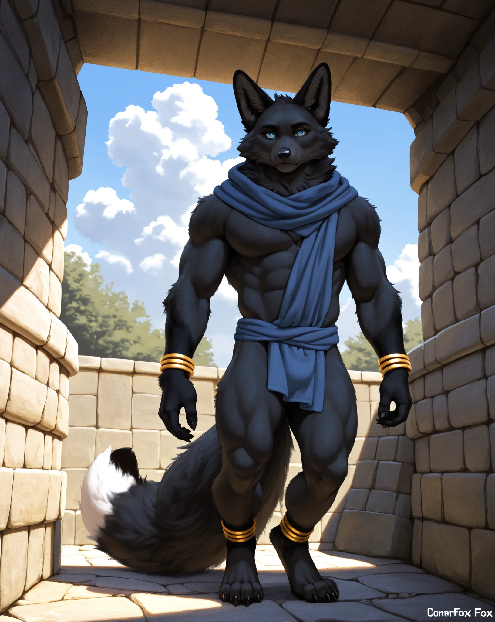 ultra-detailed, masterpiece, masterwork, high quality, best quality, hdr, (nature, pyramid, sand), posted on e621, (by hioshiru), nsfw, male, solo, (little body anubis), canine, (yellow eyes), standing, dynamic angle, ((micropenis, foreskin, perfect balls))