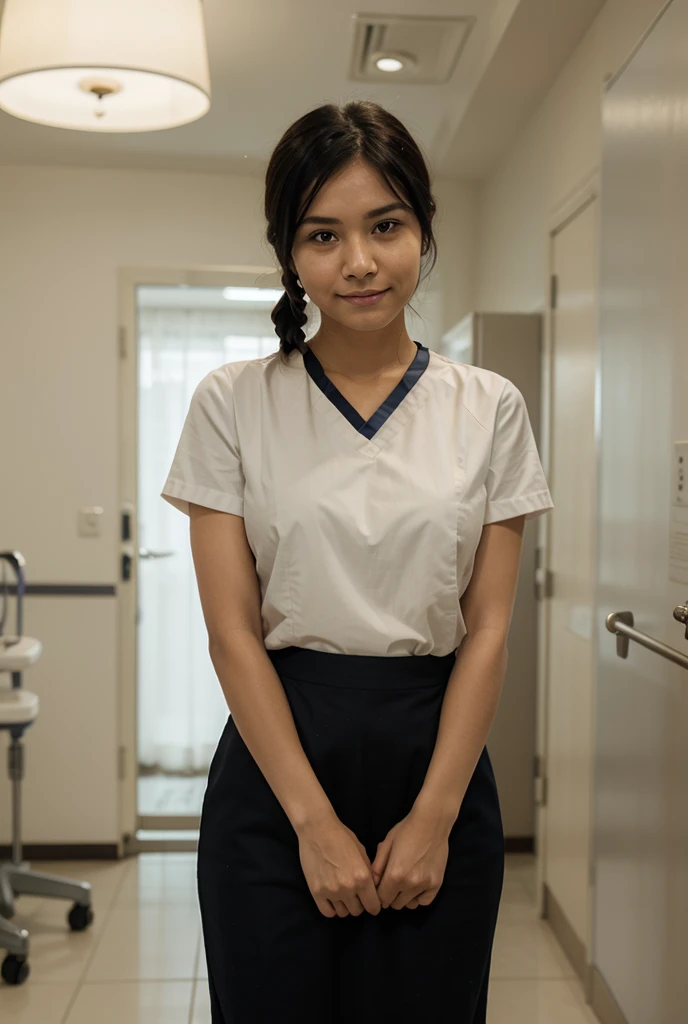 (1 The Ultimate Beautiful Mature Nurse) 、 Super accurate face 、 Detail Lip 、 Details 、 double eyelid 、 ((Dark Short Style)) 、 (Nurse uniform: 1.3) 、 (Fancy figures) 、 smile 、 Upper Leg, Perfect fit, Perfect Image Realism, background: (Hospital room: 1.2) Cowboy gets shot, Detail background, Details Clothing, Perfect lighting 、 Surrealist 、 (photograph: 1.4) 、 Maximum resolution 8K, (luxury) Very detailed, Professional