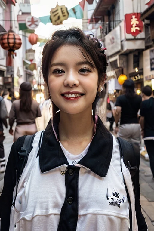 (masterpiece:1.2、Highest quality)、Hot Spring Town、Places to visit in Japan、Night view of tourist spot、Unsanitary and despicable environment、Shady Red Light District、Tavern on the street、(Detailed and cute face:1.3)、(3More than 100 cute girls)、Rusted metal、Dirty walls、sewage、Full of garbage、((Eat well))、((More than a dozen junior high school girls))、perfect anatomy、smile