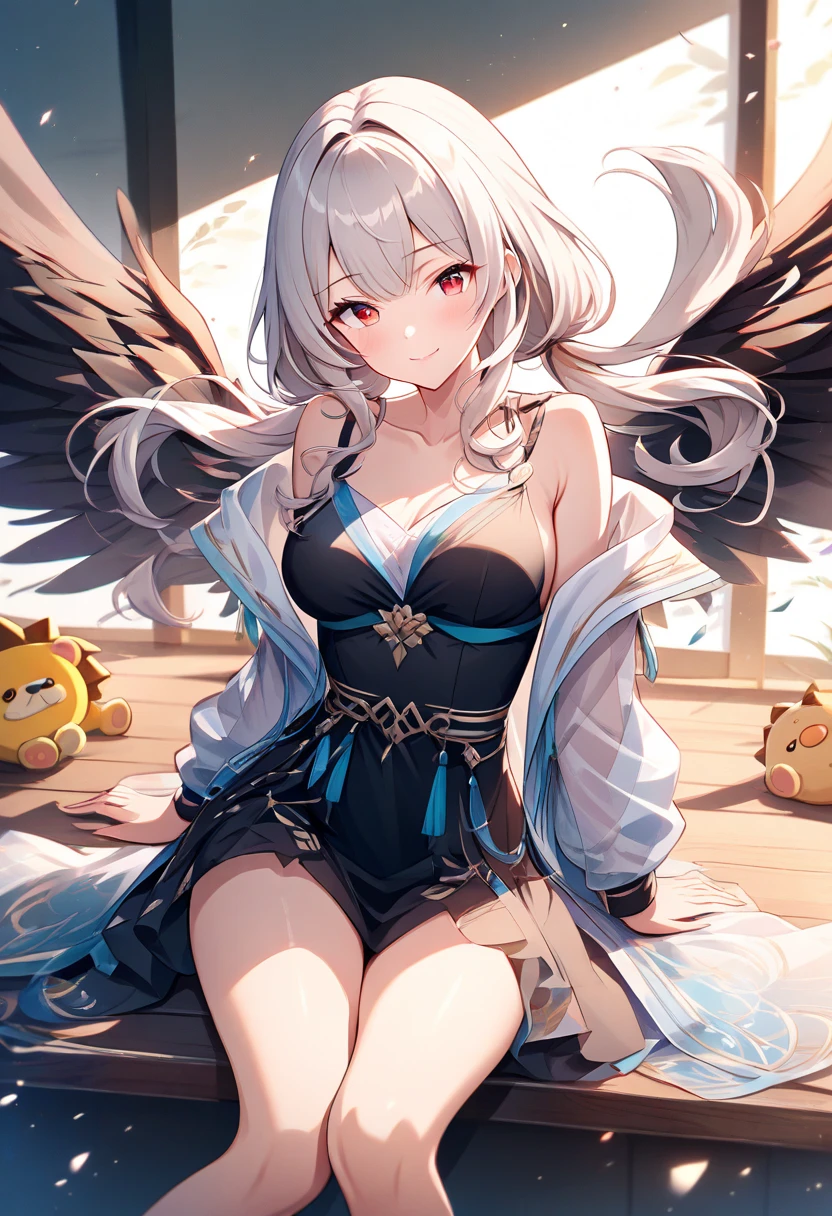 4K Ultra Clear,tmasterpiece,Beautiful 2D style,Night's,Clear face,Full moon,Sit sideways on a stone,Petite body,Silver hair,Small chest,Showing the belly,There is a Western dragon's tail,Wear a skirt with an intricate texture underneath,It has cat ears on its head,There is a complex headdress,smiling expression,Without wings,Bright background,A lone,Teenage girls in Asia