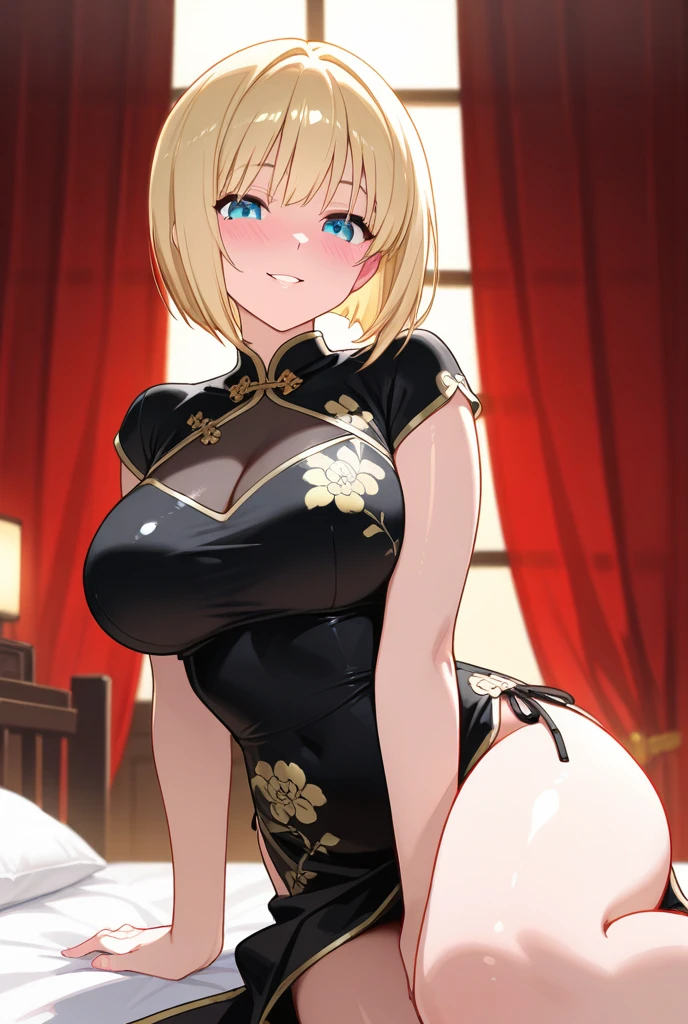 Nsfw,(highest quality,8K,32k,masterpiece),(High resolution),Super detailed,very beautiful face and eyes,1 girl,(close,highest quality,high detail,Rich skin details),(highest quality,8K,oil paint:1.2),Super detailed,tareme,     
                                                                                                         Blond hair,short hair，Complements a variety of shades of black，There is a delicate makeup，shining face，Exquisite，Brilliantred eyes,Feel like a sweet girl,gigantic breast,nipples,pussy,spread legs,(seathrough China dress:1.2),(in stage:1.5),(full-face blush:1.5),(standing naked men,penis,handjob:1.5) ,(people, crowd: 1.3)
              