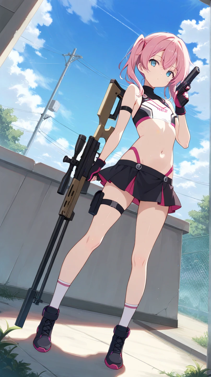 1 girl, solo Kafka, bikini,gun (uzi on the hand),