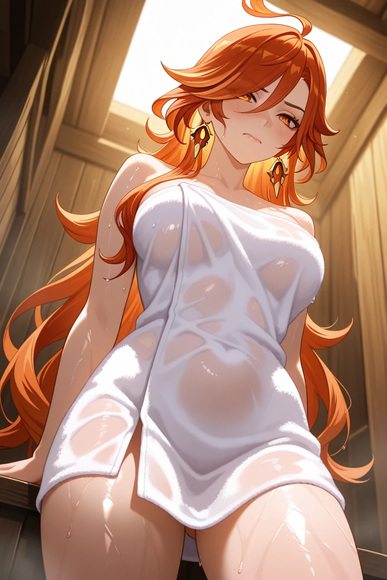 score_9, score_8_superior, score_7_superior, score_6_superior, evaluation_Explicit, anime_sauce,One girl, Girl staring at the viewer,(Cowboy Shot), ( Perfect Anatomy:1.4), Shadows in the movie, Cinematic Light, Cute and delicate, (Soft Skin:1.2), Dynamic pose, Character Focus, blush, Medium Breasts Blurred Background, (Pride Royal:1.2), Redhead, Long Hair, Purple eyes, Swept-apart bangs,Fully nude with nipples,Pussy in full view, bukkake, cum on body,