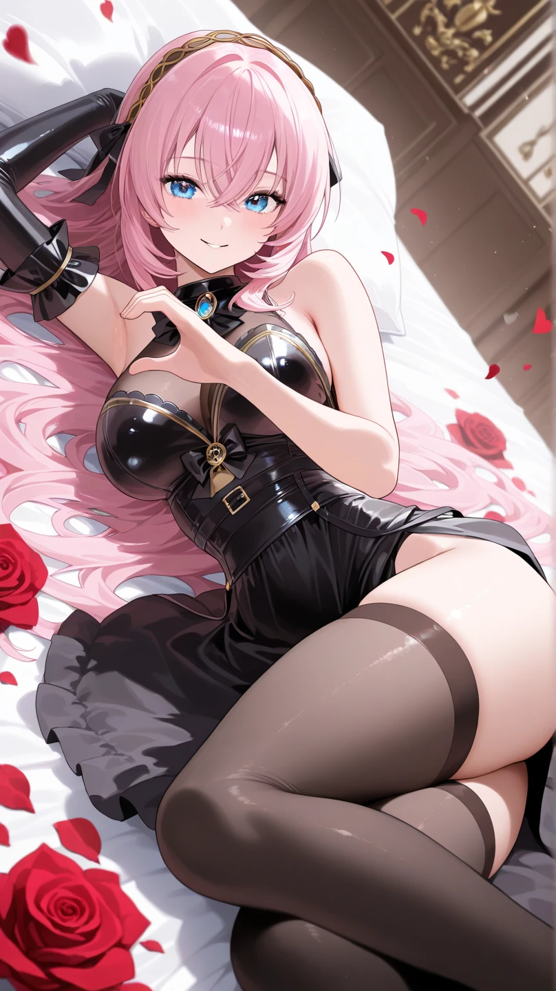 ((best quality)), ((masterpiece)), (detailed), perfect face, girl, pink bunny suit, fishnet stockings, luxury room theme, glowing pubic tattoo, exposed stomach,