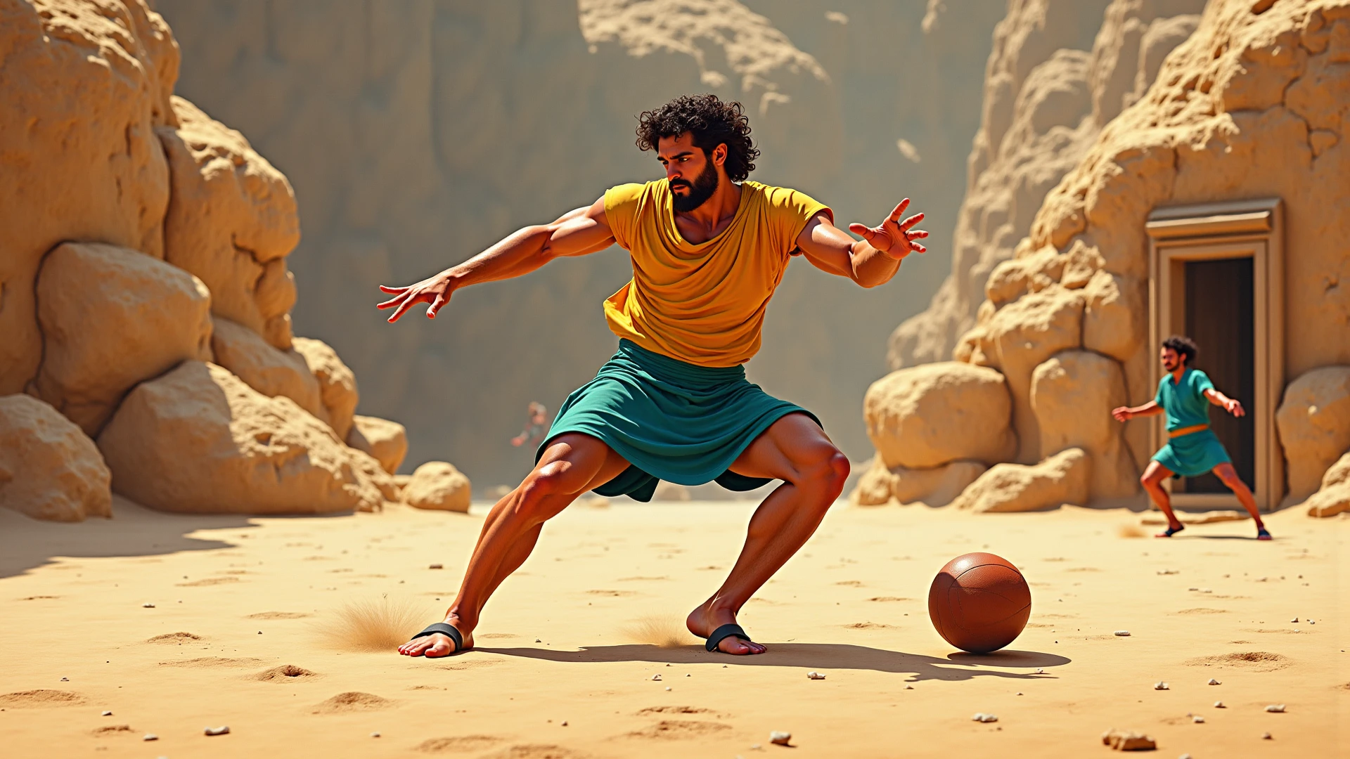 Hanuman have pistol and kick to footbal in registan