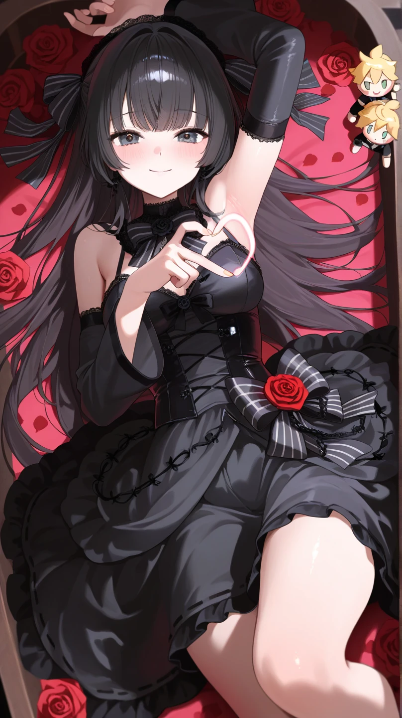 18 Year Old Beautiful Girl, Masterpiece, Top Quality, 8K Anime, 1 Girl, Solo, Detailed Fingers, Precise Fingers, Non-Unnatural Hands, Odd Eye, Red Eyes, Cleavage, Black Hair Twin Tails, Kurumi Tokizaki