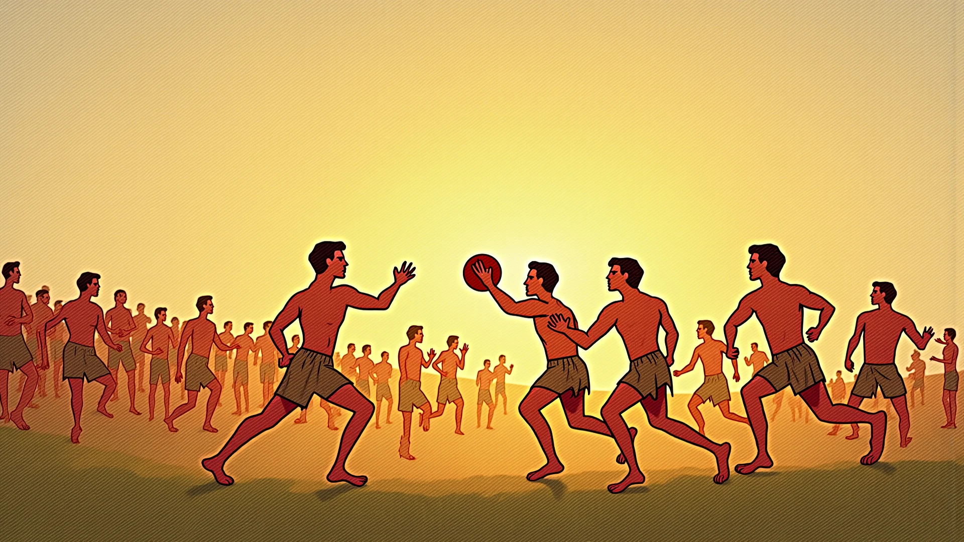 Athletes discus throw at the minimalist ancient greek olympiad