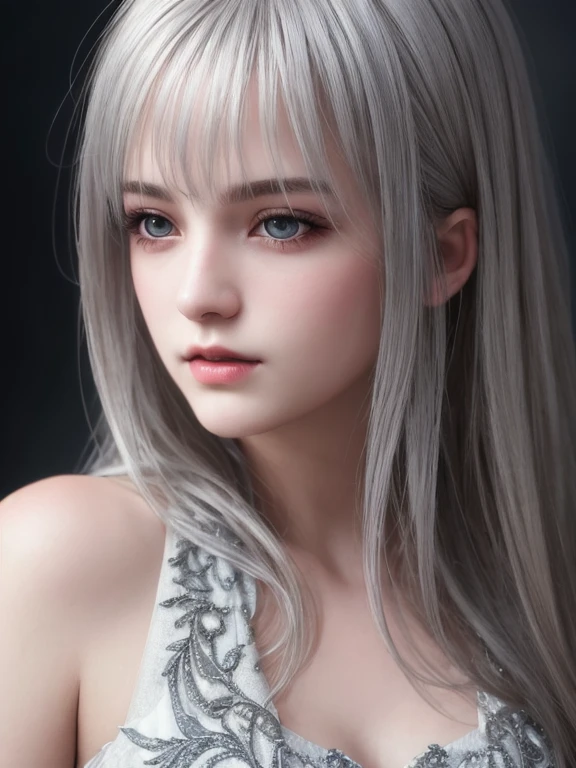 masterpiece,best quality,ultra-detailed,8K,detailed light,detailed shadow,RAW, (detailed skin),(realistic:1.2),
1girl,face,white hair, ponytail,