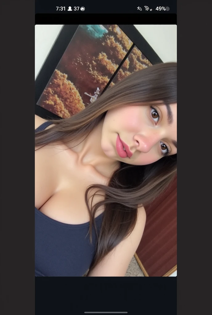 Nude, pokimane, , from below , spreading her legs , , in a convention, on a table , unhappy, disgusted,