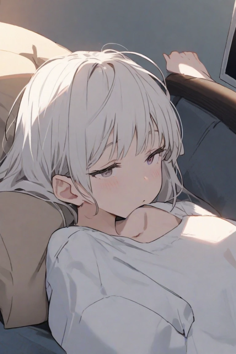 Menina anime em um carro com uma camisa vermelha e olhos azuis, menina anime sedutora, menina anime atraente, menina perfeita de cabelos brancos, mulher bonita do anime, mulher bonita sedutora do anime, menina anime bonita, Digital anime illustration, Tifa Lockhart com cabelos brancos, arte de anime realista, menina anime bonita, sentada em seu carro, Estilo de arte anime bonito, retrato bonito do anime