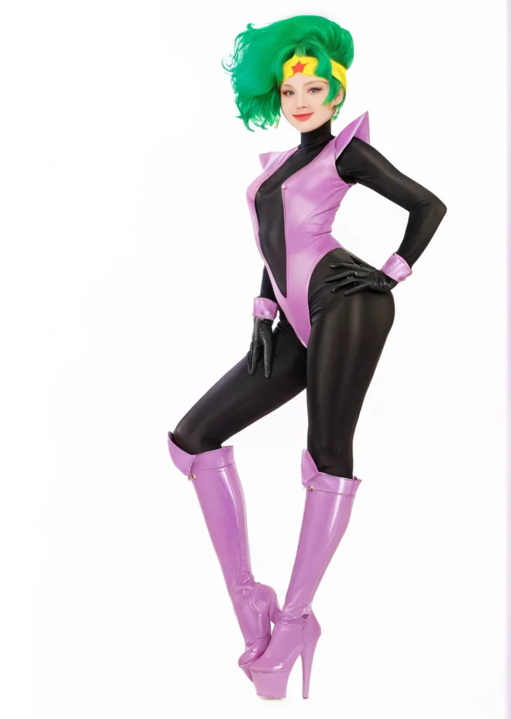 Full body shot of a woman (Hawley will) Transcendental beauty, Crouching. Armed with a purple lightsaber. Very detailed face and skin texture, Detailed eyes, Double eyelids.(RAW photo:1.2),Pink latex jumpsuit,Hollow-out on,Holt collar, latex shiny,tight-fitting,sweat leggs,White liquid, Pink body, wearing atsuko kudo latex outfit, wearing tight suit, Smooth pink skin, catsuits, Wearing latex, shiny plastic, shiny metallic glossy skin, The color of pink glow, latex outfit, chrome bodysuit, cyberpunk glossy latex suit, Shiny, futuristic glossy latex suit spread their legs M-shaped legs angry look sullenness Irritated,white liquid all over body,