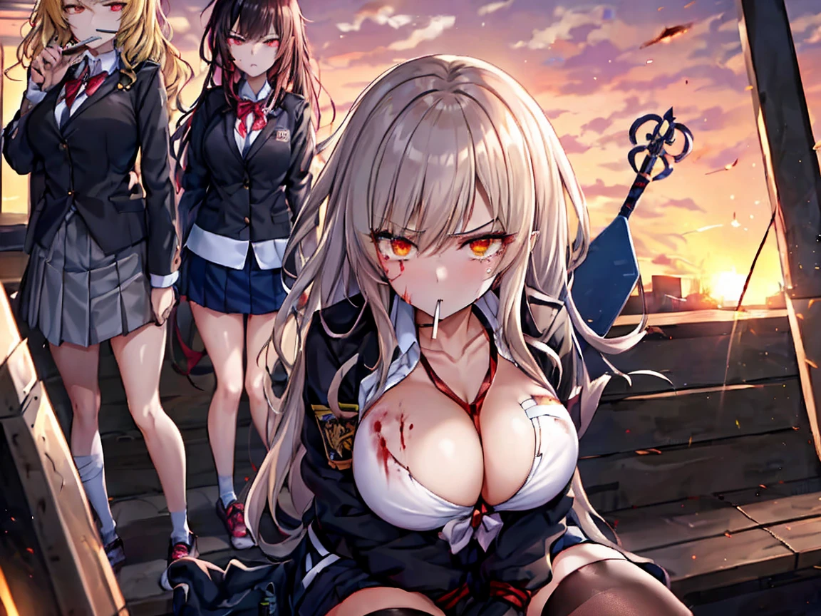 masterpiece, 最high quality, High resolution, Kasumi、Black kimono 、Black ripped pantyhose、Long gloves、Indoor at night Sitting in a chair and being restrained sexy Intense Ecstasyの瞬間 Wearing a mini skirt A large amount of clear mucus splashes out Put a black blindfold on both eyes Torn clothes、Large amounts of clear fluid spurting from the genitals Thin legs Intense Ecstasy Big Breasts Multiple vibrators attached to genitals and breasts Slim figure Surrounded by many women、high quality CG Tone Dim lighting、Please open your mouth wide trembling、Lesbian、slimy、Lotion is applied、Tortured by a woman、Wriggle your body、A clear liquid spurts from her genitals into the air、Clothes are see-through、Brown hair ponytail、Torn black panties