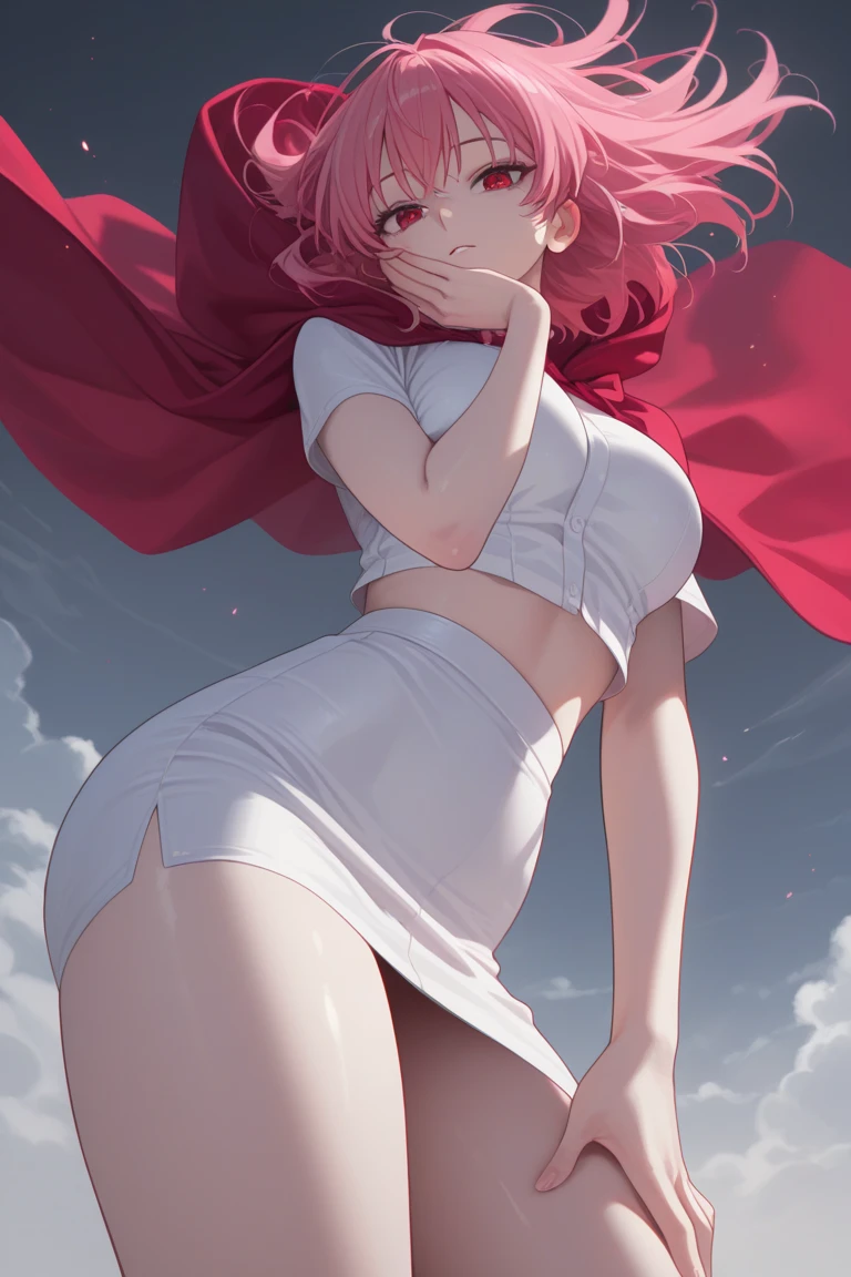 Sakura Haruno in a tight ripped white dress showing half of her thighs and half of her breasts (big breast and ass)