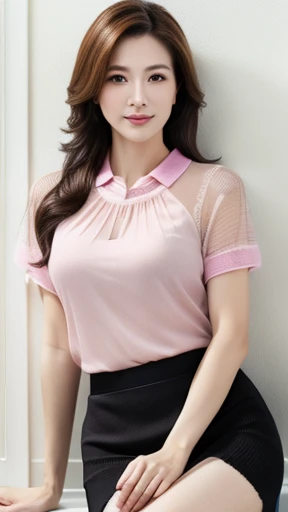 8k, masterpiece, RAW photo, best quality, photorealistic, extremely detailed CG unity 8k wallpaper, Depth of field, Cinematic Light, Lens Flare, Ray tracing, (extremely beautiful face, beautiful lips, beautiful eyes), intricate detail face, ((ultra detailed skin)) 1girl, in the dark, deep shadow, pretty korean girl, kpop idol,(very slim slender fit-muscled body:1.3), ((looking at viewer)),(big smile:1.3), (night, (neon sign), (blurry background), midnight, (without people in the background:1.3), pretty korean girl, white diamond earrings, bracelets, necklace, pantyhose, clear eyes, walking , front shot, (pale skin), face forward, (big eyes), full body shot, ((see through blouse)), (hot pink color blouse)), ((skirt)), (looking at viewer:1.3), very slim, medium breasts, Hermes bag