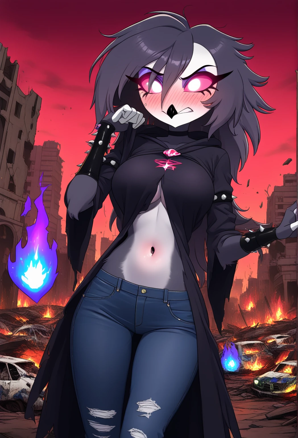 ((best quality)), ((highly detailed)), masterpiece, absurdres, (detailed eyes, deep eyes), <lora:more_details:.3>, (1girl), dynamic pose, upper body, <lora:aiomonstergirls_loraLocon:.3>, ((gazer)), <lora:animeCyclops_v10:1>, cyclop, (cyclops), one-eyed, colored skin, yellow colored sclera, red colored eyes, extra eyes, colored skin, grey colored skin, black hair, medium breasts, smile, (outside, in a wheat field, dusk), <lora:ManyakisStylev2:1>