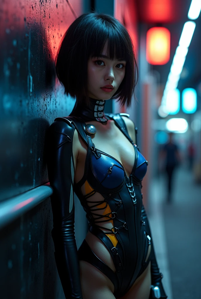 Analog Style, High resolution, (((masterpiece))), coal miner, woman, (sexy:0.9), dirty, cyber punk, Futuristic, Science fiction, Very detailed, short hair, Award-winning movie posters, (((Realistic)))、A little slender