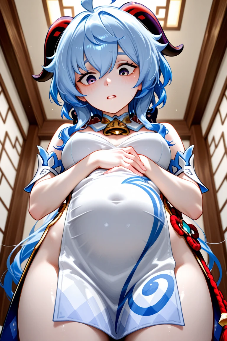 Cat ear、work、Looks very painful、Small face、adult、Very embarrassed look、Big Breasts、Very impatient、Trembling、Sweating、Are pregnant、disease、abdomen、abdomen、Wearing a shrine maiden outfit、Show only your belly、Last month of pregnancy、1One navel、Sitting on the sofa、(((Giant belly)))、(((Big belly)))、Are fat、No exposure