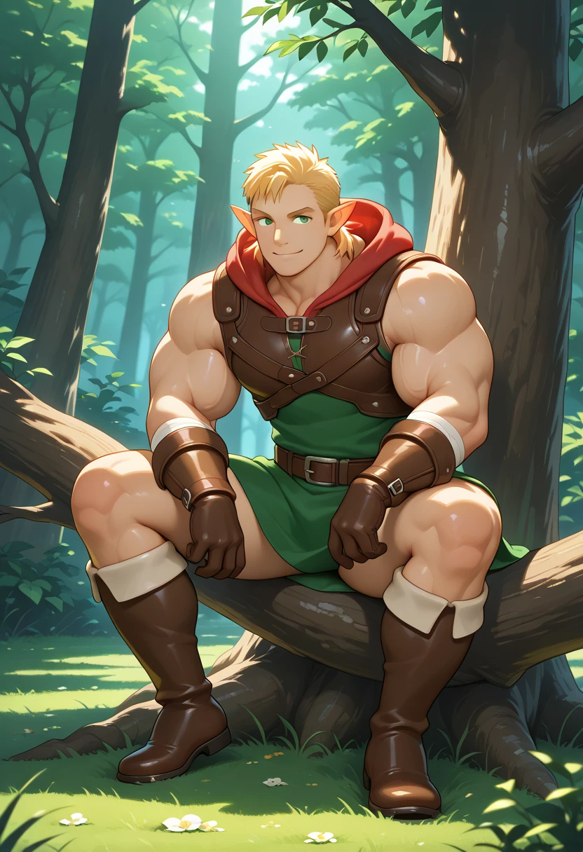 Huge muscles,Huge erect penis,Claude,Intense ,armor,Red Bandana,Green Globe,Hero Suit,A face contorted in pain,