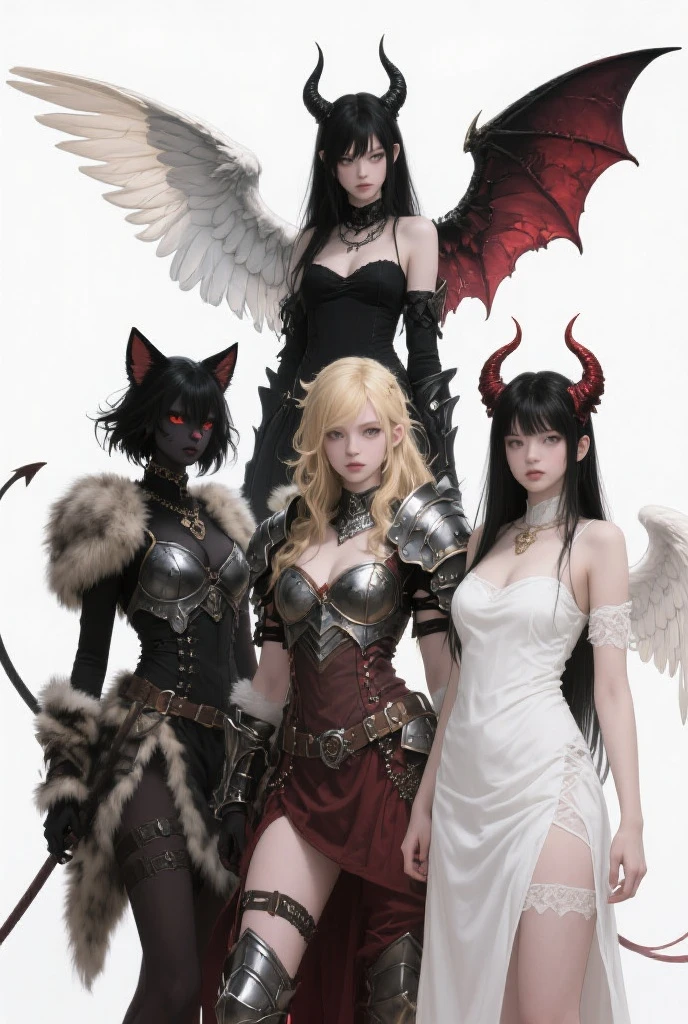 tmasterpiece,angel and demon,good vs evil,The two sides are opposed,The demon laughed maniacally,Angels are peaceful and calm,Anime comic style,8K --auto