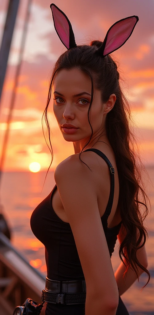 Foto hiperrealista en primer plano de Adriana Lima,, naked, eyes closed and mouth slightly open, wearing a sports jacket with open buttons, no bra, no shirt, her whole body is sweaty, her long hair is tied in a ponytail, big breasts, laying on haystack, open leg, play sweaty vagina in the forest in autumn