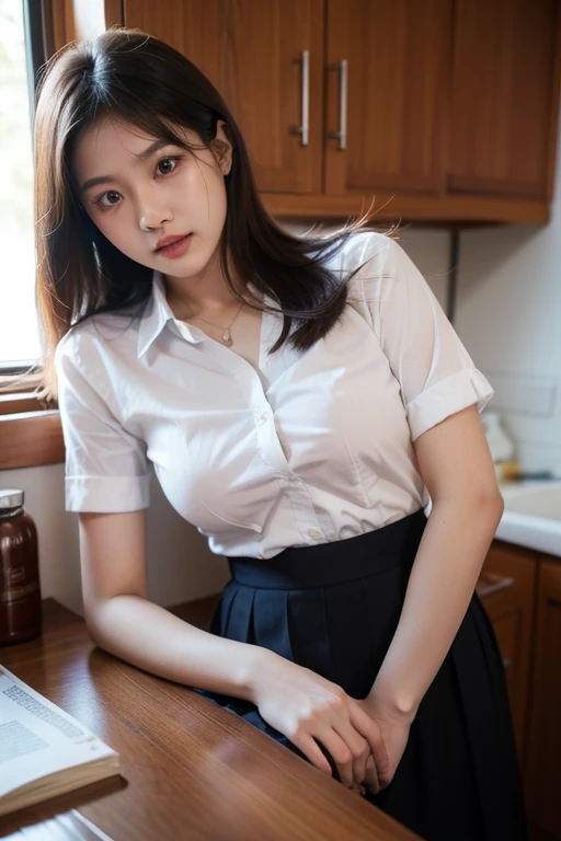1girl,low tied hair,black hair,looking at viewer,best quality,indoors,high quality,small breasts,hair ribbon，student, shirt,panty,close up,cute,stocking ,(wet_clothing,:1.4)cum in mouth,close up,(cum_drip,)(pussy_juice,)(((evil smile,)))sweats,((highres, ))lying,pleated skirt,tentacles sex
