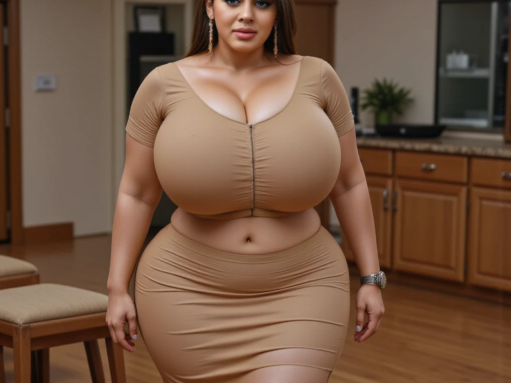 Chubby plump mature in sexy yelow dress shows midle finger