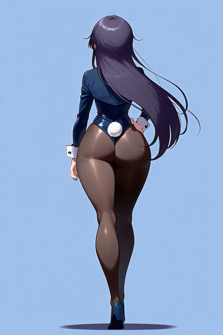 Teathekook (style), ((masterpiece)), ((8k quality)), (no watermark), stolas, male, sleek, shiny black slime body, goo, gooey, long tail feathers, avian, avian tail, black body, butt, solo, detailed hallway, looking at viewer, wide hips, smirking, one hand on hips, shiny, slimy, perfect body, inviting eyes, front view, strutting towards viewer, butt 