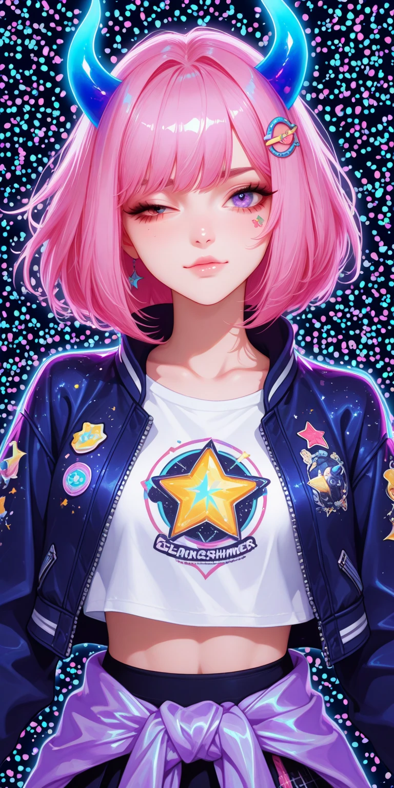 (masterpiece:0.7), best quality, illustration, 1girl, white hair, short skirt, shirt, shoes, heartbroken necklace, barrette, black hole in the background, stars, space, lying down, best quality, high resolution, extremely detailed, detailed background, perfect lighting, (colorful, vivid color:1.4), 1girl, rainbow hair, cotton candy cloud, sky, smile, dynamic pose, beautiful pose, (solo), (floating colorful ink:1.0), (many colorful tatoos:1.0), (floating pink blades:1.0), (vortex magic:1.0), (easygoing, pastel:1.2), (multicolored:1.0), (beautiful detailed glow:1.0), (slime body:1.2), (grim expression:1.0), (open mouth:1.0), (eyeshadow), (green hair:1.4), (short hair:1.0), (from behind:1.3), (demon halo:1.3), (head tilt:1.0), (dynamic pose:1.1), (asymmetrical hair:1.2), (blue collared shirt:0.7), (military), (puffy dress), (blue pupils:1.4), diagonal bangs, straight hair, rainbow hair, sweater, (floating cape:1.0), (fox ears, fox girl:1.1), (winter:1.4), (indoors, inside room:1.1), (((tiara, witch hat))), (standing on one leg:1.1), (shiny skin:1.1), (upper body:1.25), latex clothes, goddess body, semi naked