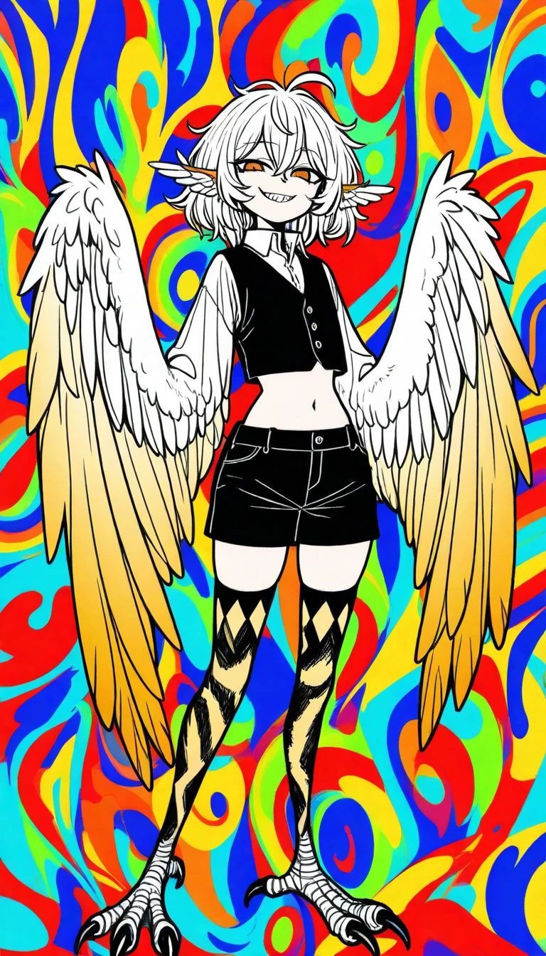 leaning back with hands out in the air,girl、high school girl、(masterpiece, highest quality, official art:1.2), (flat color:1.5),(colorful),looking at the viewer,1 girl,alone, white background, ,(2D:1.5) ,NSFW