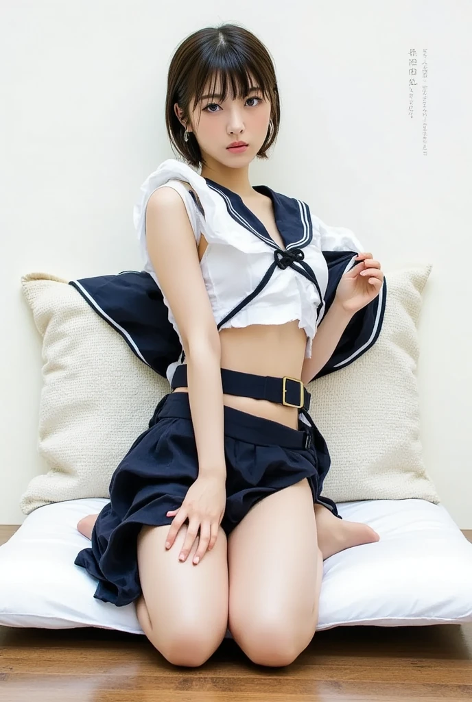 High resolution、8K quality、High resolution、masterpiece、(EOS 5Dmark4、ISO100、1/250、F1.8)、Full Specifications、whole body、Urzan-6500-v1.1、 (RAW Photos:1.2)、 (Realistic:1.4)、Beautiful detailed girl, double eyelid、Long eyelashes above and below the eyes、Curled lashes、Very detailedな目と顔, Beautiful attention to detail, Brown Hair、Medium Bob、bangs、Ridiculous, 信じられないほどRidiculous., Large file size, Very detailedな, High resolution, Very detailed, Highest quality, masterpiece, Chemomimi, (((JK Uniform)), shape, Very detailed, BAPV, Integrated, 8k wallpaper, wonderful, Fine details, masterpiece, Highest quality, Very detailedな YTD ユニフォーム 8k 壁紙、Light on the face,、Cinema Lighting、 One Girl、19 years old、((Lying in bed、Sleep posture))、 ((Spread your legs : 120° ))、(Panty shot)))、(Camel Toe)、 (half)、 No shirt、((White bra、Navy blue pleated skirt、mini skirt、panties、socks))only,