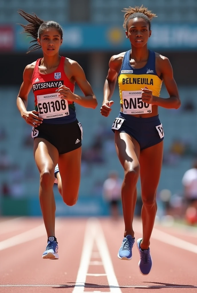 mulher corredora, numa pista de campeonato de corrida