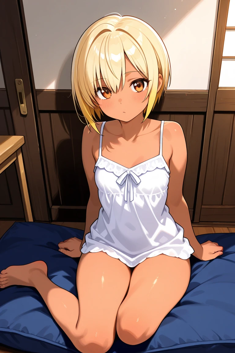 {{Masterpiece}},{Write in detail and neatly},Official Art,Beautiful adult woman,{Fate Jeanne d'Arc:2.0},Blonde with one braid,{{Full nudity}},{{Erotic temptation:5.0}},{Open your vagina:5.0},Embarrassed,Sit with your legs apart,bed