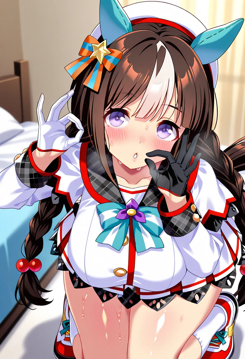 ((highest quality)), ((Super detailed)), ((masterpiece)), ((High resolution)), (original), ((Highly detailed CG Unity 16k wallpaper)),1 girl, (lonely 1:2),(((Big breasts 1:1)))、(((paizuri))),(((Black man makes woman suck dick)))、((Girls who give)),((Blowjob)),Black Large、((Suck the big ones))、((Hyotko))、、((Ahegao))、(cross-eyed)、((Hands next to your face))、((peace sign))、((deep throat))、((swallow big cock in mouth)),((Swallow a big cock to the root))、((deep throat))、(handle penis with mouth)、(((NSFW1:1))),、((roller))、(((brown hair)))、(((medium long hair)))、(((white uniform)))、(((black skin)))、(((naga))),nod