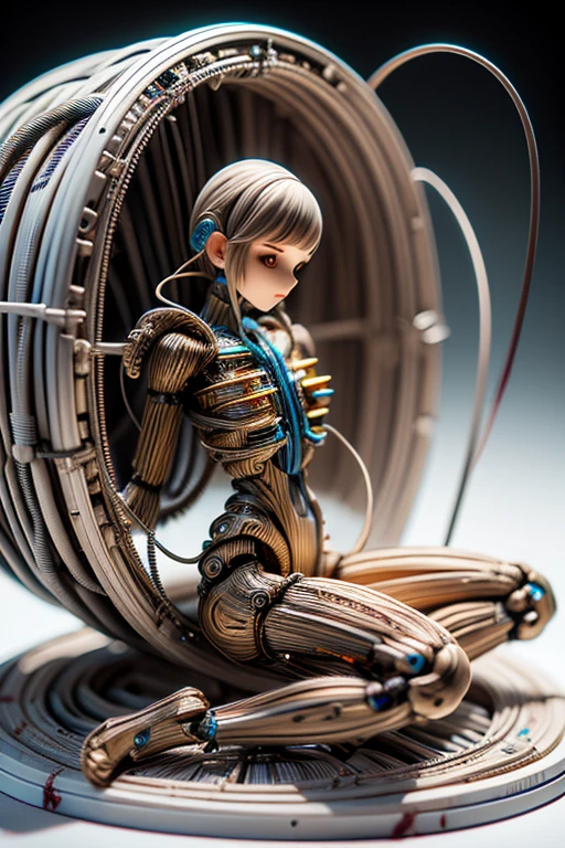 cyborg, android, robot, wiring, switch, control panel, girl, cute, sexy, strong, slender, bikini, high leg, skeleton, silver, platinum, gold, bronze, red, blue, green, skeleton, open legs, spotlight, flashlight