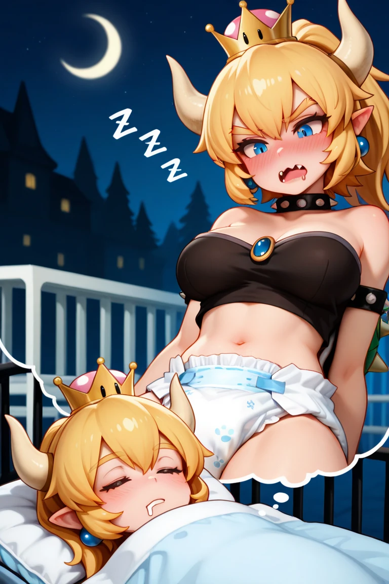 score_9, score_8_up, score_7_up, score_6_up, source_anime, bowsette, indoors , naked, fully naked, she is lying on a bed, on her back, sex, she is getting fucked by faceless human male, legs are up, feet in frame,