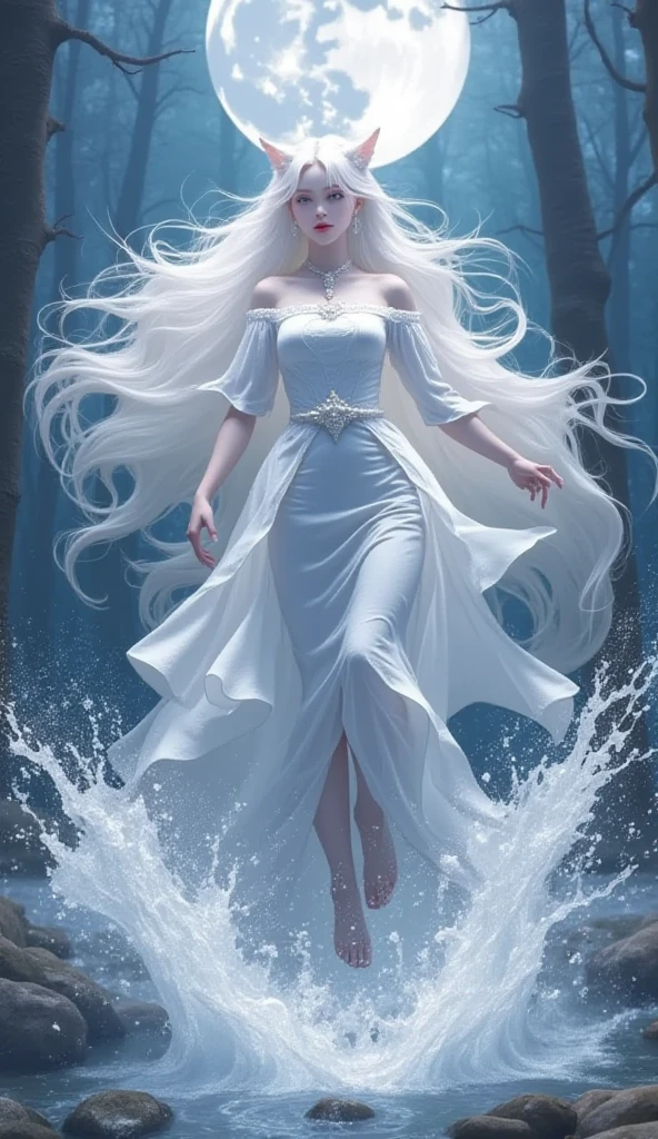 award winning 64k concept art of (black 1girl:1.2) in white majestic open dress standing proudly on the ice, posing, epic, god rays, centered, (masterpiece:1.2), (best quality:1.2), Amazing, highly detailed, beautiful, finely detailed, warm soft color grading, Depth of field, extremely detailed 64k, fine art, stunning, iridescent, shiny, (light reflections:1.2), (crisp:1.5), silver curls, wind, vibrant, sunlit, (edge detection:1.2), absurdres, impressive, 120mm