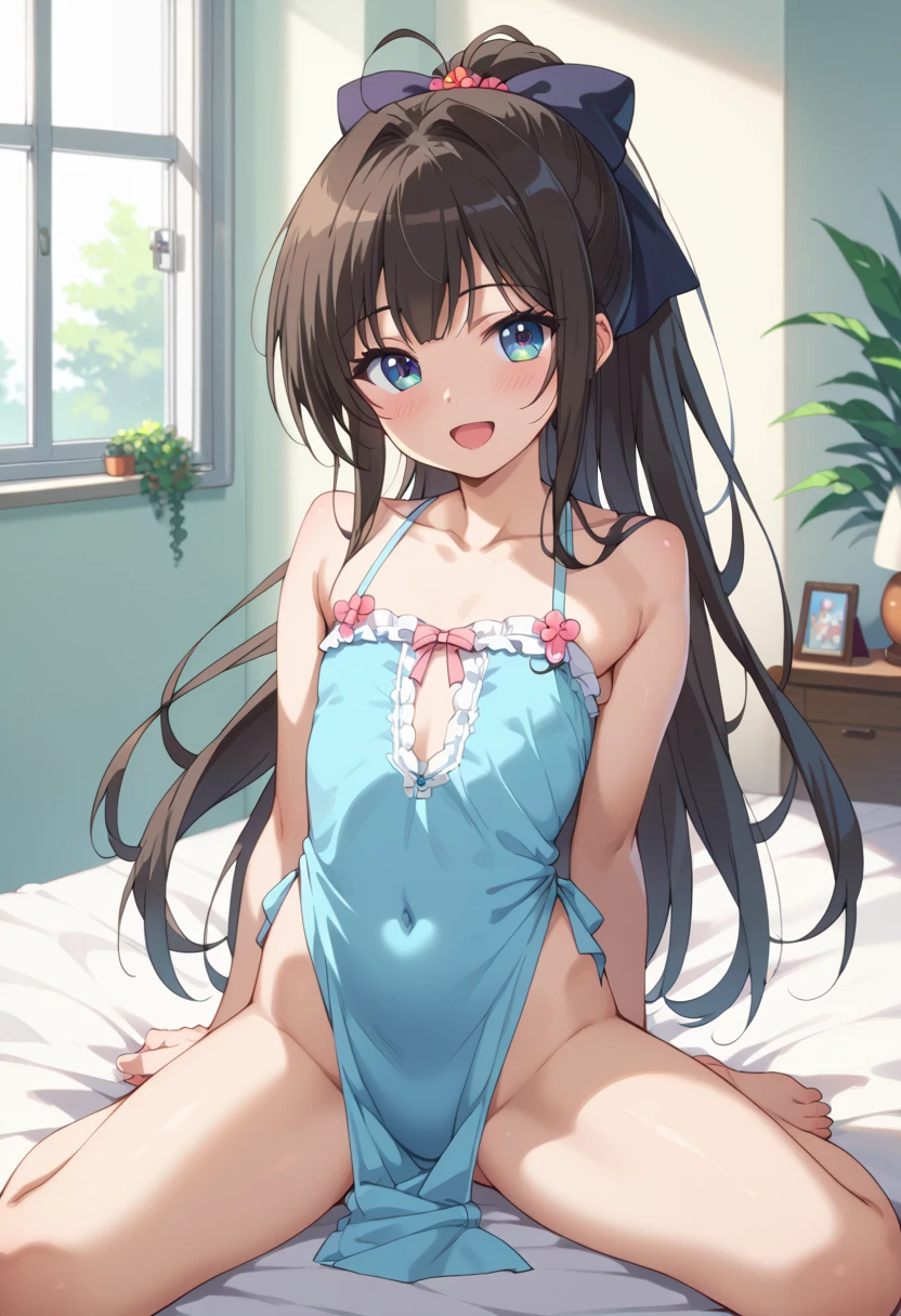 masterpiece、(highest quality)、(white background)、(perfect hands)、(10 year old girl)、(1 person)、nipple、small breasts、belly button、sexy、No panties、No bra、I don't have pants、No skirt、kimono、peach blossom、Doll's Festival、pink eyes、bob hair、black hair and shes has a sex whit boy