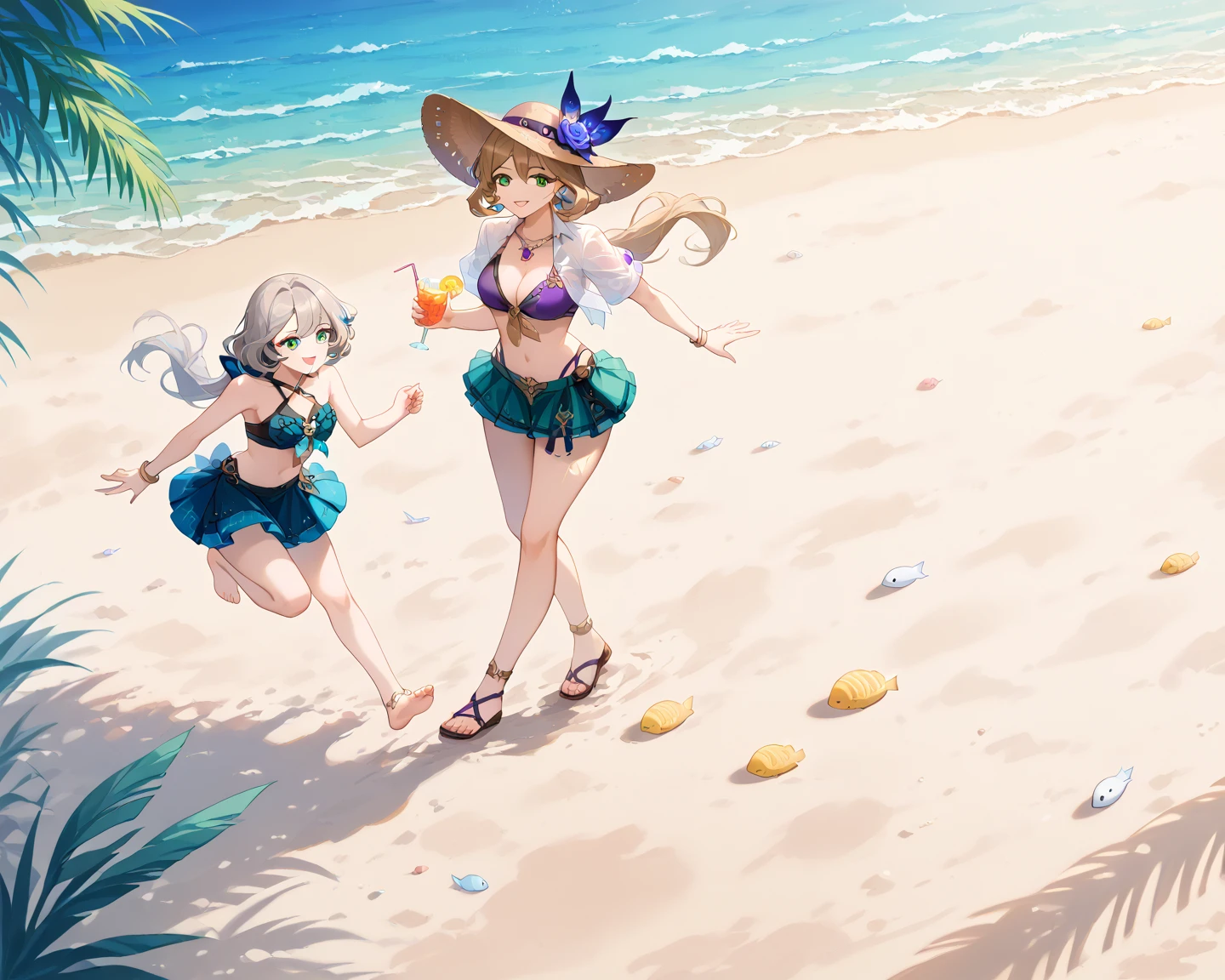 ((2girls:1.3)), ((moe style:1.3)), laffey_(azur_lane), ayanami_(azur_lane), azur lane, full body, ((beach:1.3)), watermelon, ((perfect face)), ((extremely cute:1.3)), ((masterpiece:1.3)), ((8k)), ((best quality:1.3)), ((beautiful)), ((extremely detailed:1.3)) , ((absurdres)), AddXL, ((score_9:1.3)), ((score_8_up:1.3)), ((score_7_up:1.3))
