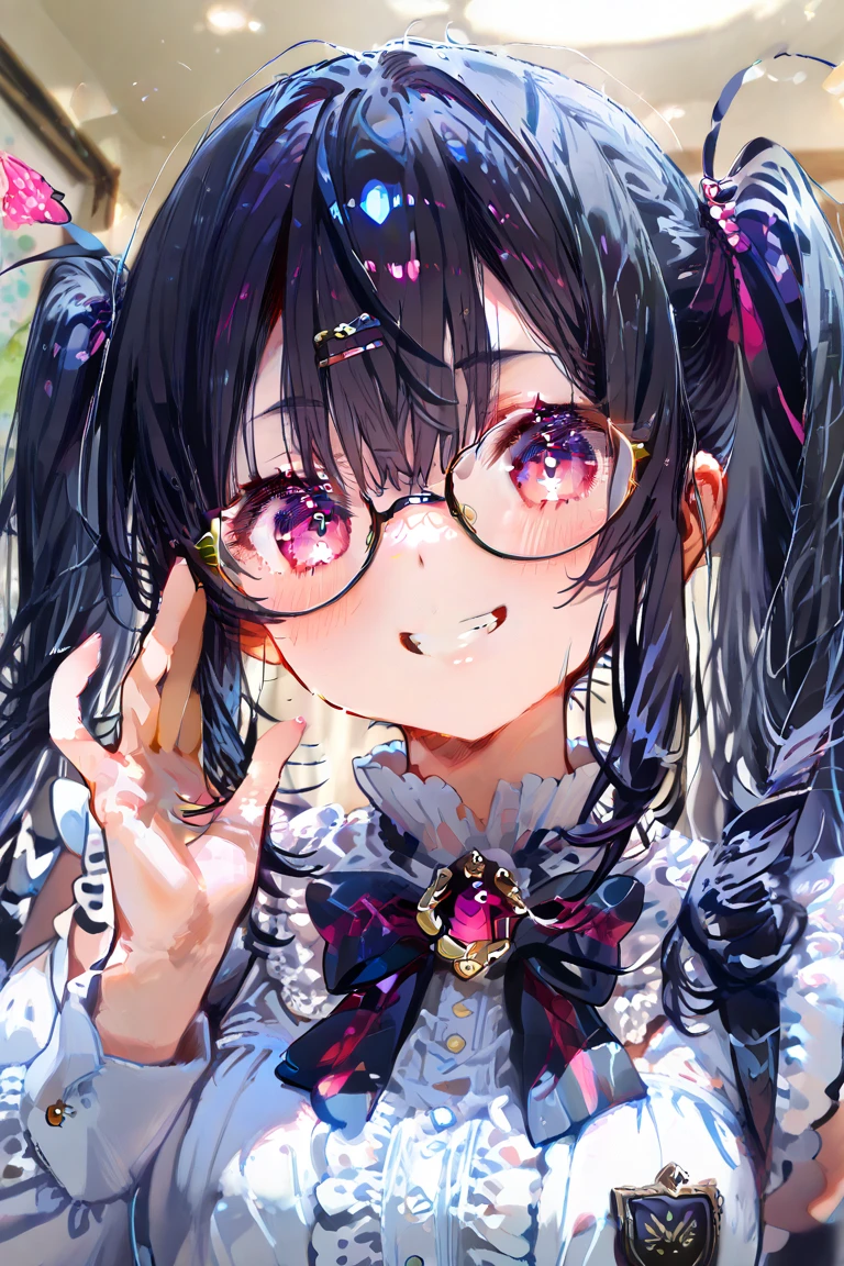 Highest quality,Highest Resolution,sexy,Swimwear,Vibrant colors,Very beautiful eyes,Big Breasts,whole body,Glasses,Black Hair,beach