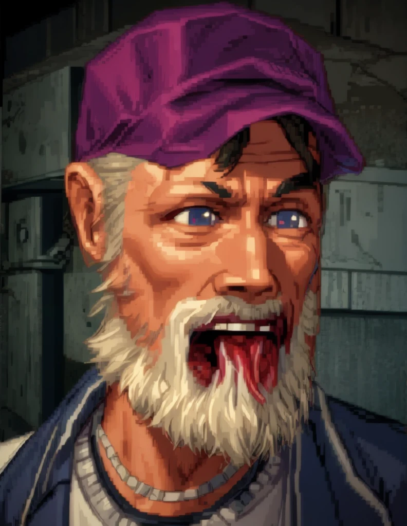 Hide the pain Harold, Retro game, Retro-style characters, 2d view, laterally. tortured smile