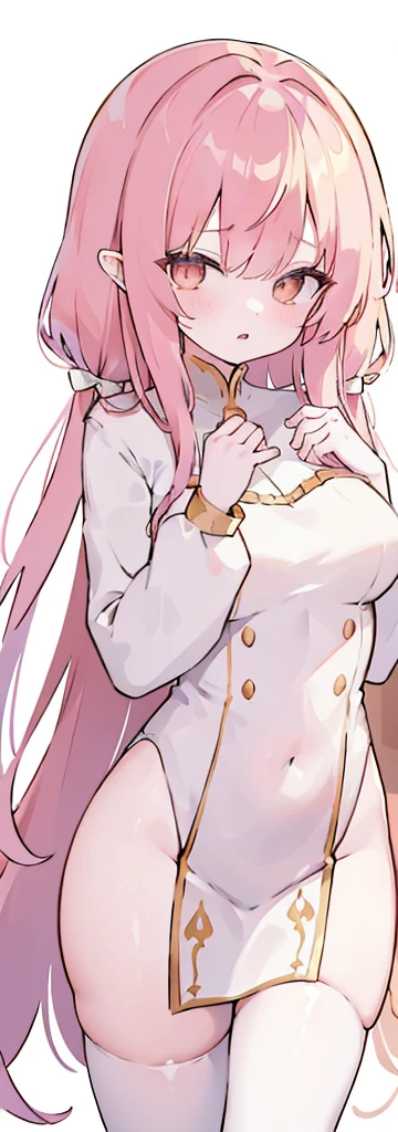 A pink-haired。Two-dimensional girl。Flushed complexion。Eyes rolled up。Sticking out his tongue。drools。perspired。the detail。High-quality masterpieces。sat on the ground。Superskirt。Both legs raised。white stockings。white  panties。Bigchest。Squat with your legs open，Delicate face。Brown pupils