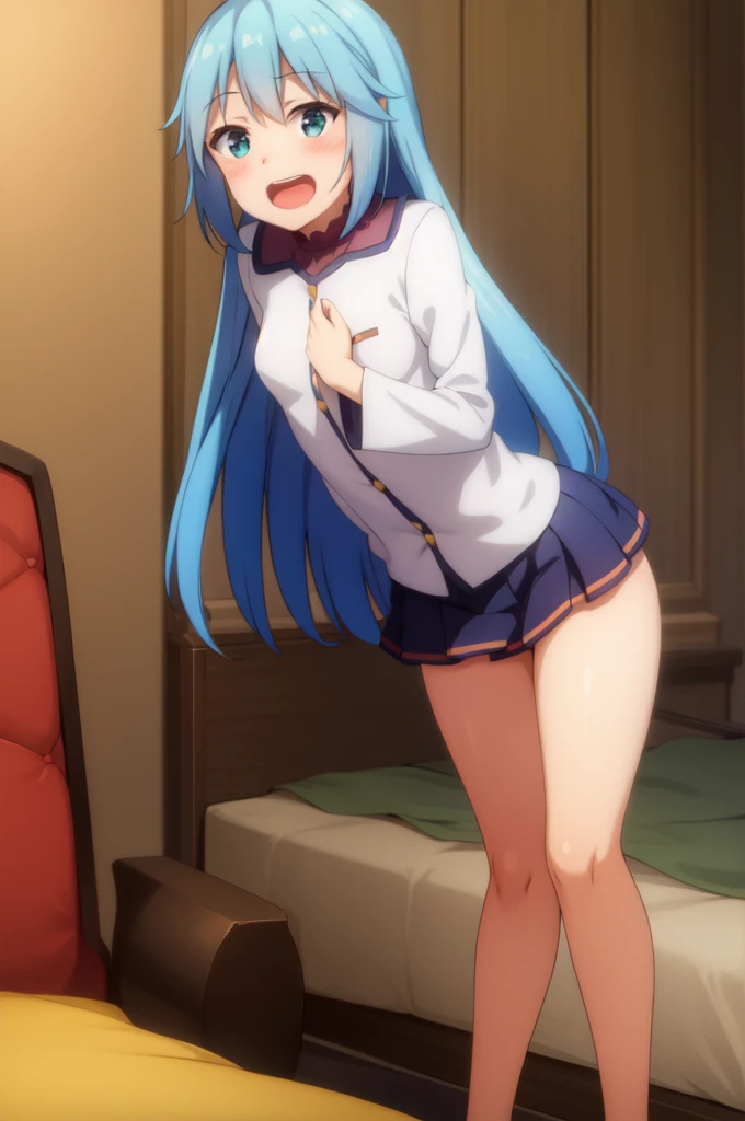1 girl, ((naked)), ((very drunk)), ((staggers)), ((a pain)), ((stomach ache)), ((squeeze your stomach with your hands)), you work you lose, clothes, writing, sitting chair, interior, living room, bare legs, AquaXL, sleepy, yawning, blue hair masterpiece, best quality