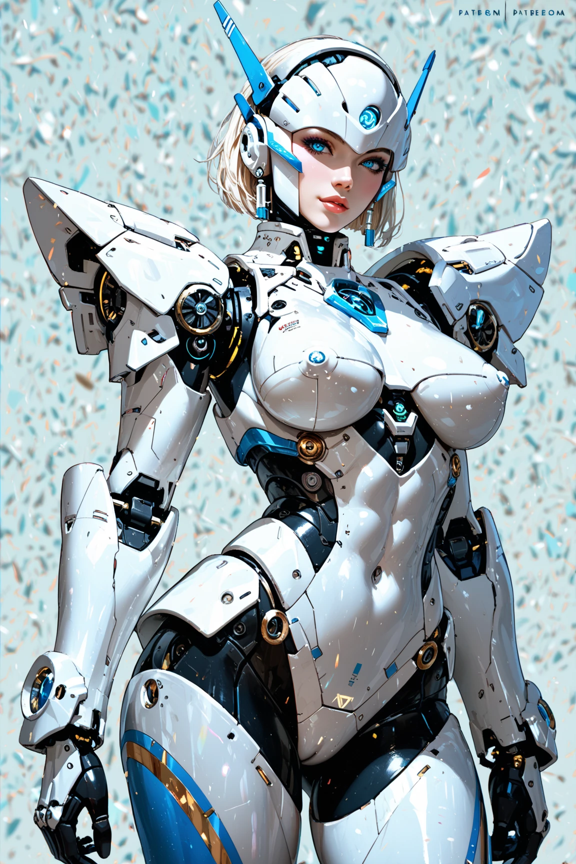 ((masterpiece, Highest quality)), 32K Wallpapers, Very detailed, posters, Vintage science fiction, 1960s,(((space thriller cinematic movie posters))), (Bauhaus), shape,Abstract, Midcentury Modern, movie posters, Vintage, A woman fused with a robot,anime,1970s,Halftone,Speech bubble,Milky Way,(superhero),((portfolio,close)),Cyborg of the Future,Combination of machine and woman,Space,Cyborg Lady,Big Breasts,Erect nipples,nude,Torn High-Grade,The genitals are visible,Have pubic hair,Highest quality,Wet body,Cleavage,Sweat from the groin,nude女性,White Hair,Sexy smile,