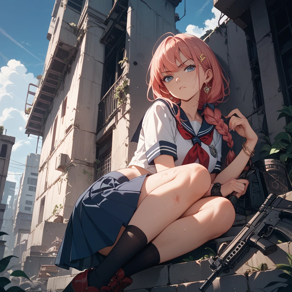 absurderes, hight resolution,
BREAK
looking at viewer, Cowboy Shot, (from middle:1.5)
BREAK
(vivd colour:1.3)
BREAK
(One girl :1.3), (Lori:1.2),Red hair, Blue eyes, , Short hair, Maid Cosplay, (pleated super short skirt:1.4), (thighs thighs thighs thighs:1.3), (Very pretty thong:1.2), (bitten thong:1.3), facing back, Skirt lift, show off thong, lifted by self,(big butts:1.3), (ass view:1.6),Large breasts, (Smile Face:1.3), Open mouth, (Breast:1.3), Ass, Round eyes, (Blowing in the wind:0.5), sweat around girl, Dripping sweat, gust of wind (Wind:1.2), Sense of speed, Refreshing breeze, Motion blur effect, Wind, ( Visible:1.4)
BREAK
background is ( court:1.3), (, Dynamic Angle, above angle, perspective
break
(Daytime, sun beam:1.2), depth of fields, Bokeh, light  leaks, (chromatic abberation:1.2), noon
BREAK