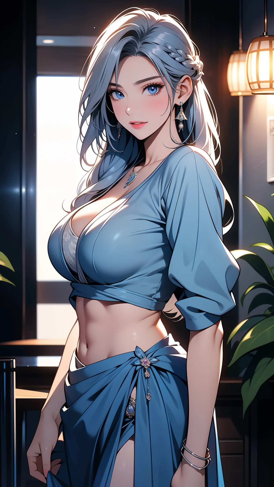 ((masterpiece)),(bestquality),((ultra-detailed)), ((beautiful detailed sky)), ((cinematic lighting)), depth of field, (dynamic angle),detailed lighting,(beautiful detailed eyes), ((japan night view)),red lip, eyeshadow,large breast, (erotic), ((sexy)), cleavage, navel, (kamisatoayakaspring), (((from above)))