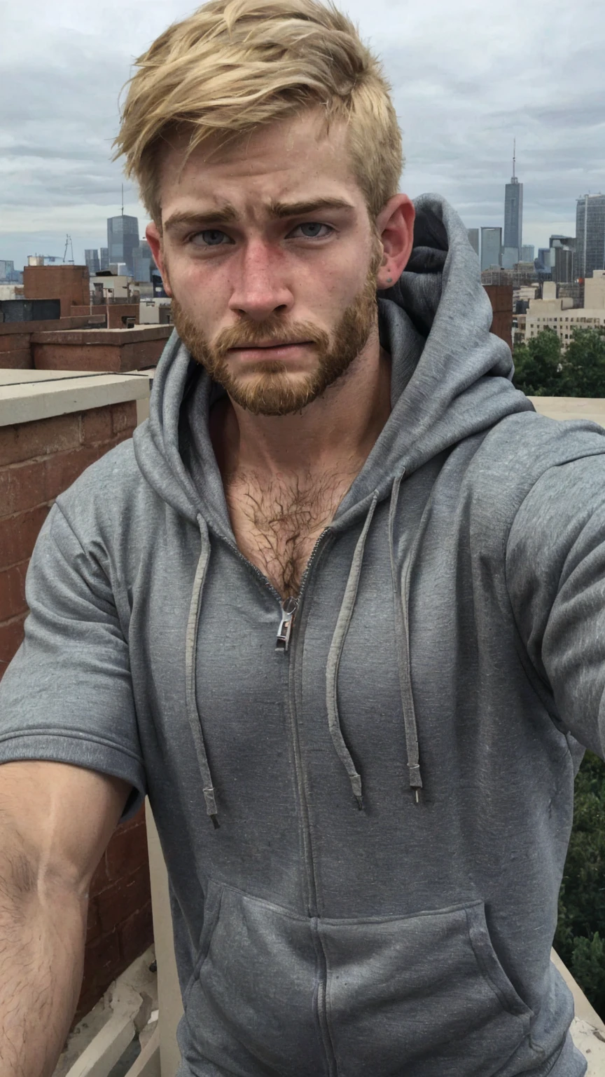A model of A sexy man wearing a hoodie, handsome face,black hair, penis, homoerotic, nsfw , in middle of a street , posing for photo shoot, ultra HD, 16k resolution