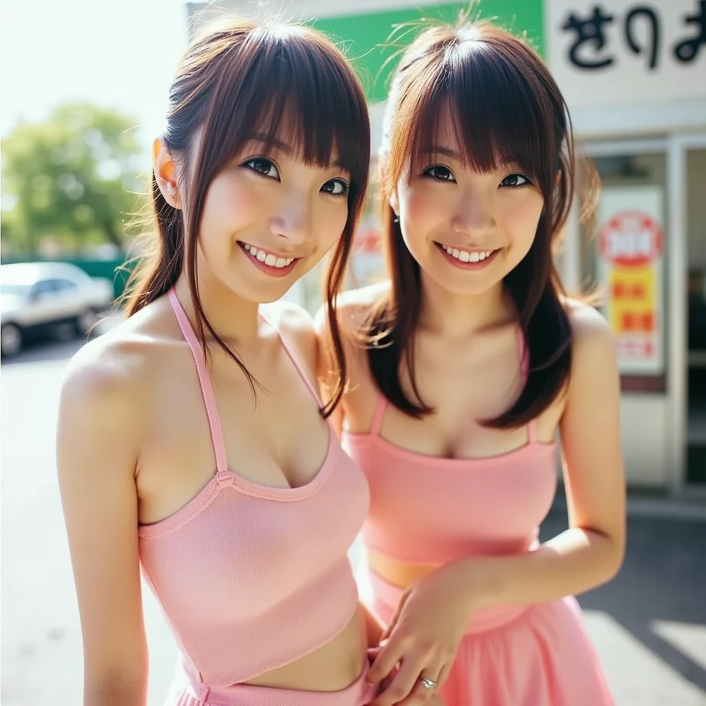 Pink hair、Rabbit ears、女の子1人、独奏、Pink shorts、on the road、masterpiece、top-quality、realisitic、Hyper-detailing、(Glossy skin、be sweaty:1.4)、absurderes、Looking at the camera、short pink hair、Brown-eyed、slender、动态照明、hight resolution、foco nítido、depth of fields、Detailed eye、Sharp eyes、Realistic eyes、(small tits:1.6)、(thick thight:1.0)、outside of house、Skysky、Protruding pubic hair、huge tit、Beautiful